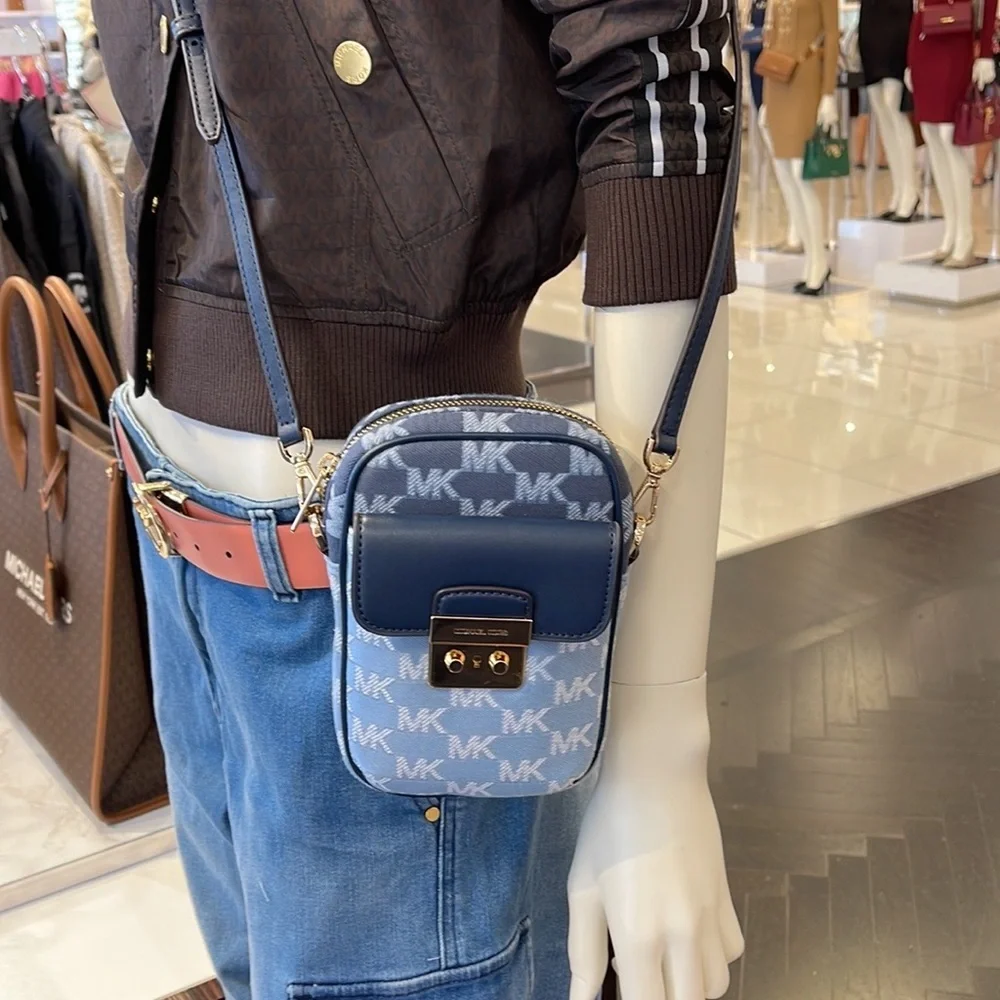 Michael Kors Sloan Editor Small Phone Logo Jacquard Crossbody Butter Multi